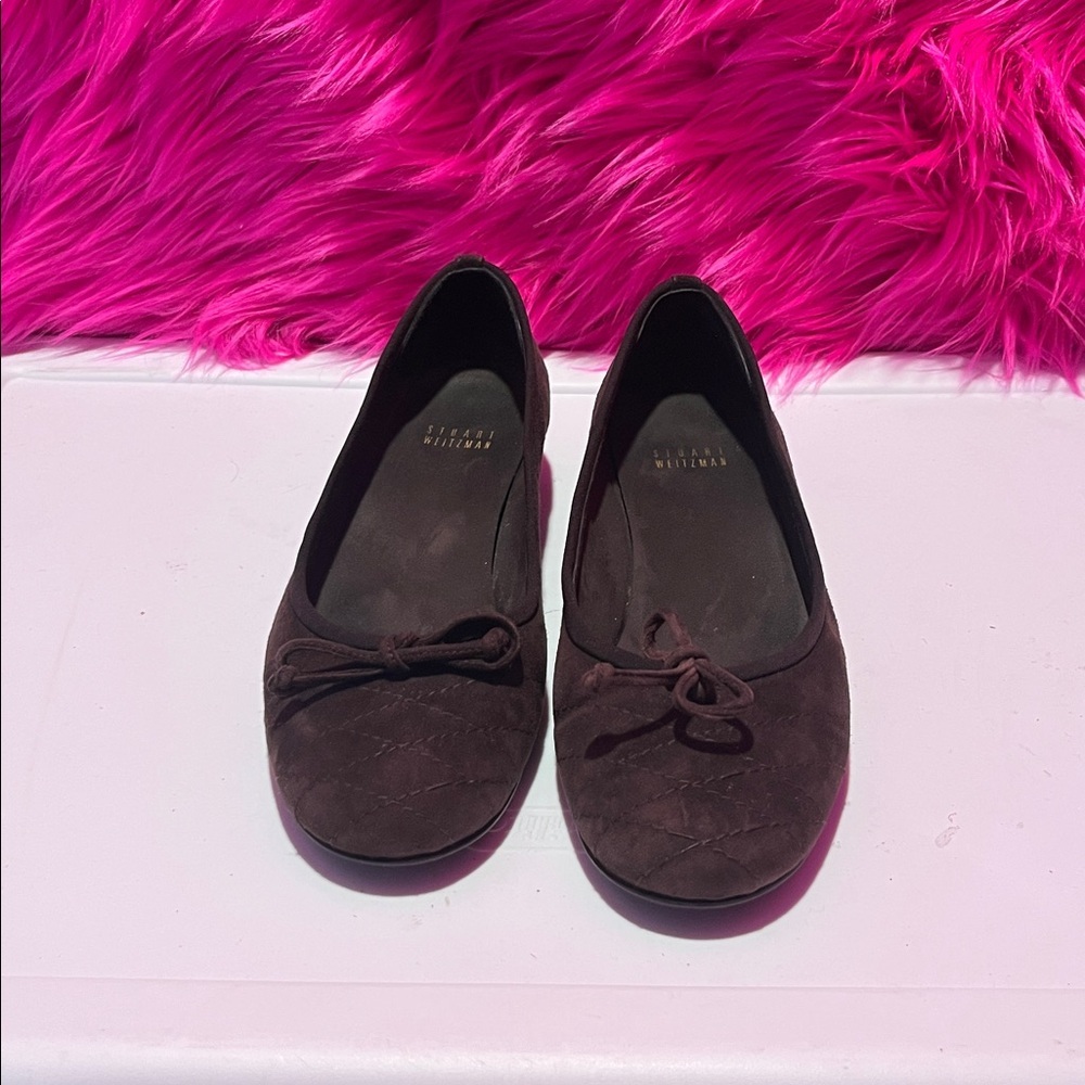 Brown Suede STUART WEITZMAN Ballet Flats with Bow